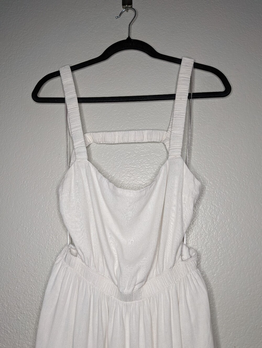 Abercrombie & Fitch White Linen Blend Tiered Coastal Shabby Chic Maxi Dress L - Picture 3 of 10